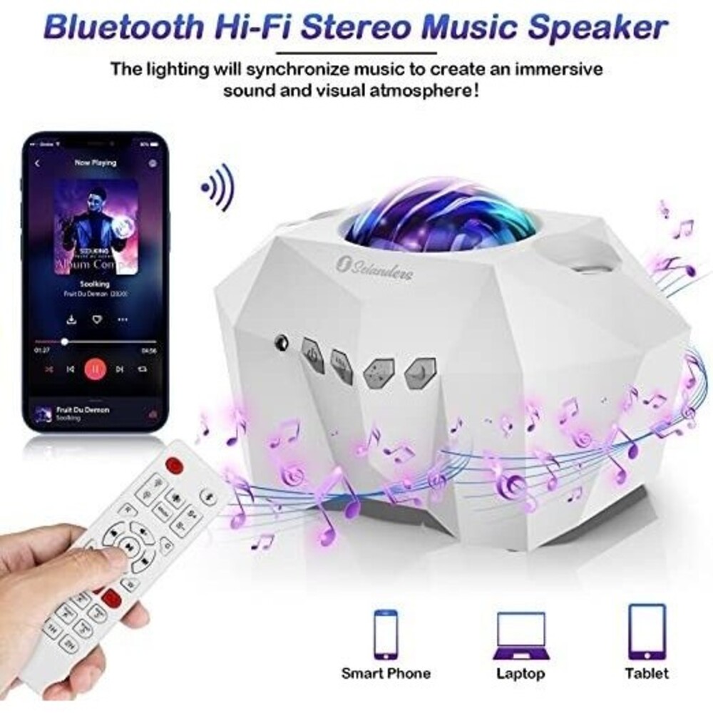 Aurora Lights Star Projector Galaxy Remote Control Night Light Bluetooth Speaker